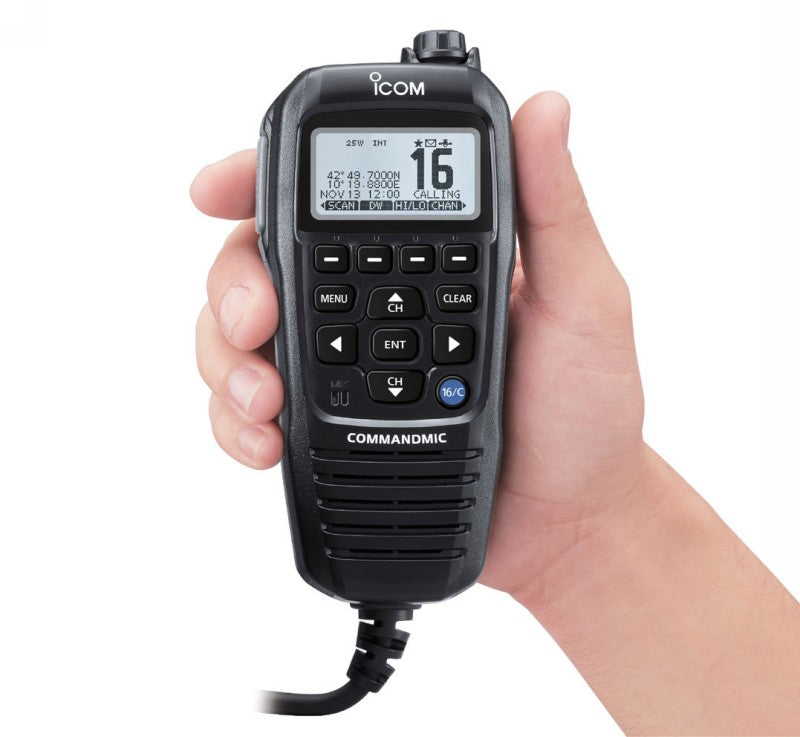 Icom HM-195GB Commandmic - Black Remote Control Microphone - White LCD Display