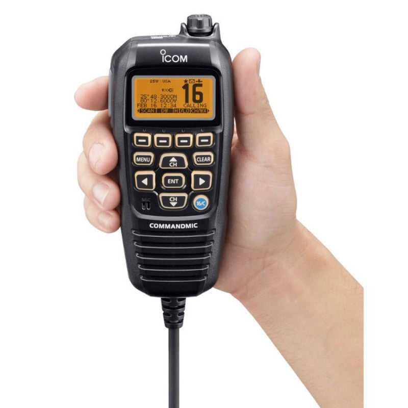Icom HM-195GB Commandmic - Black Remote Control Microphone - Orange LCD Display