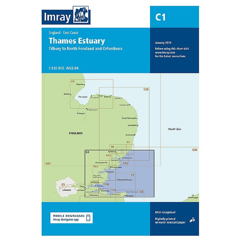 Imray C Chart - C1 Thames Estuary - Tilbury to North Foreland and Orfordness