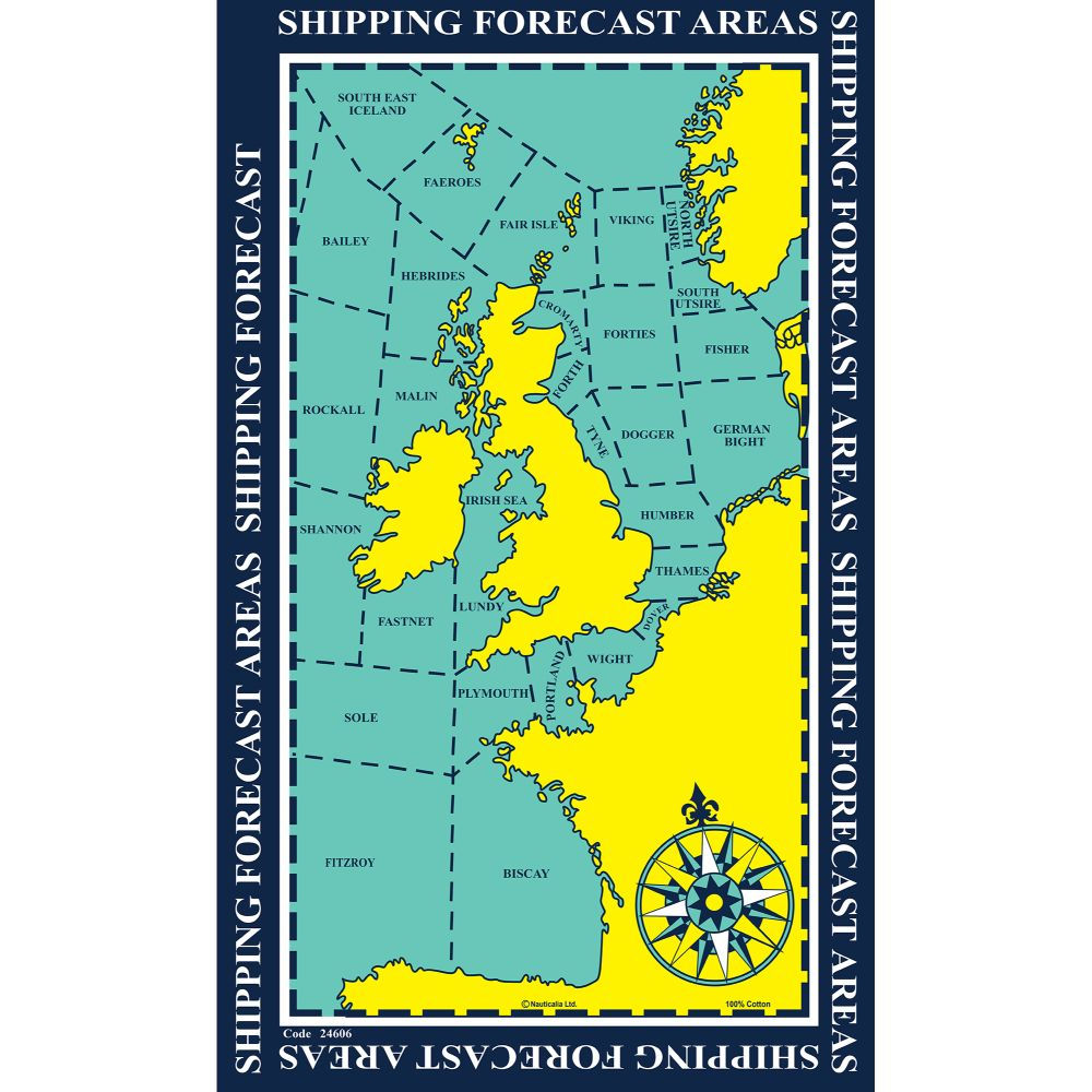 Nauticalia Nautical Tea Towel - Shipping Forecast Areas