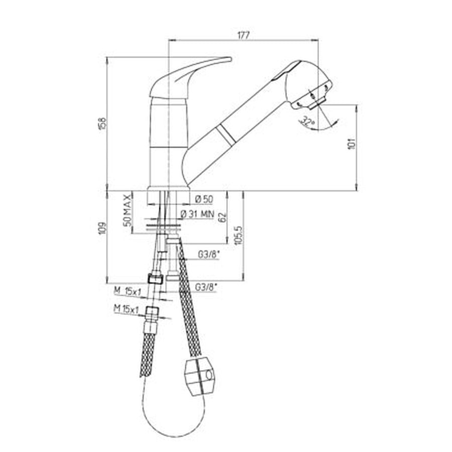 Plastimo Faucet Tap with Pull Out Shower