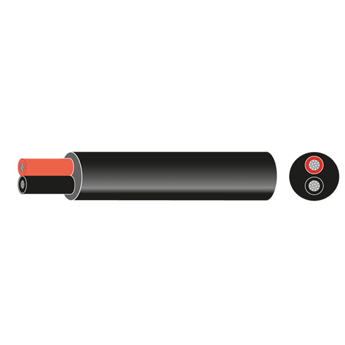 Aquafax 2 Core Round Tinned Cable 32/0.20 1.0mm2 Black