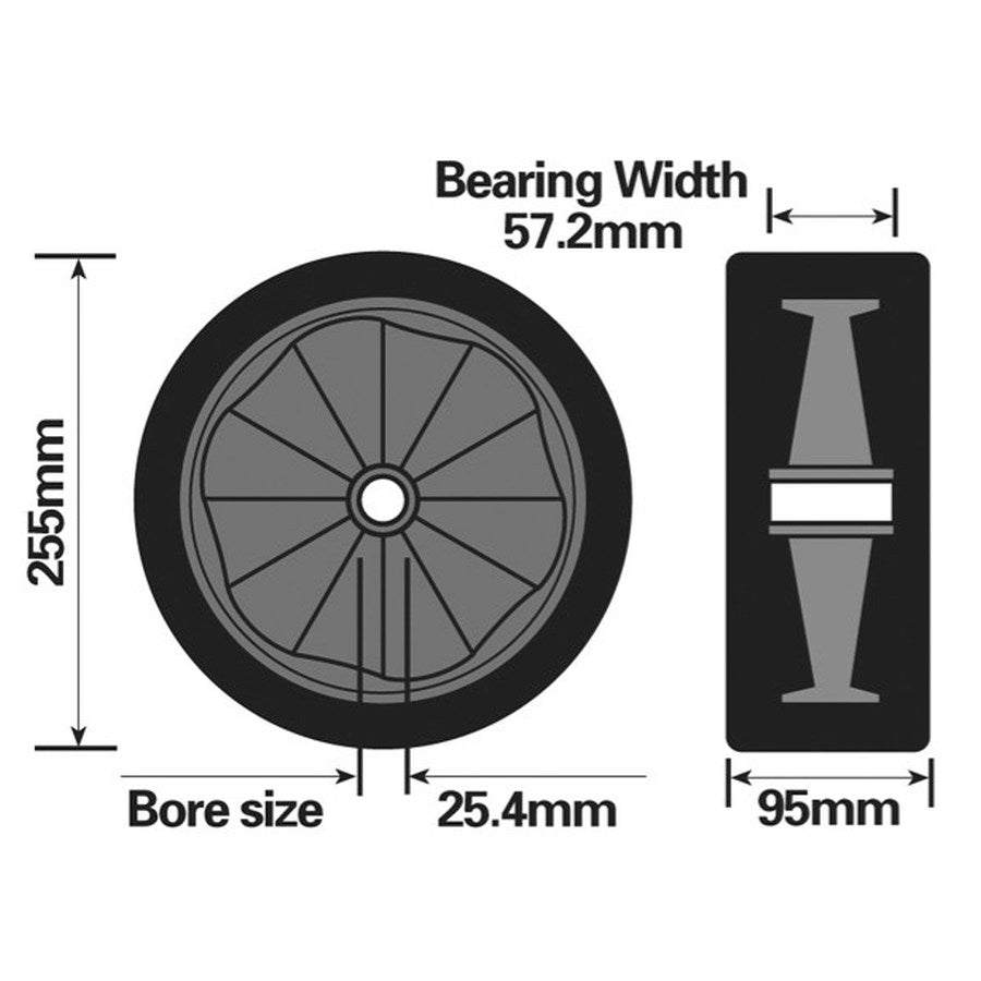 Maypole Plastic Trolley Wheel 255mm Extra Wide