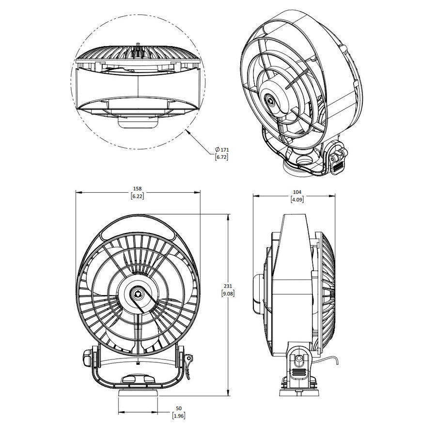 Caframo Bora II - Black 12V/24 - Quiet Powerful Fan