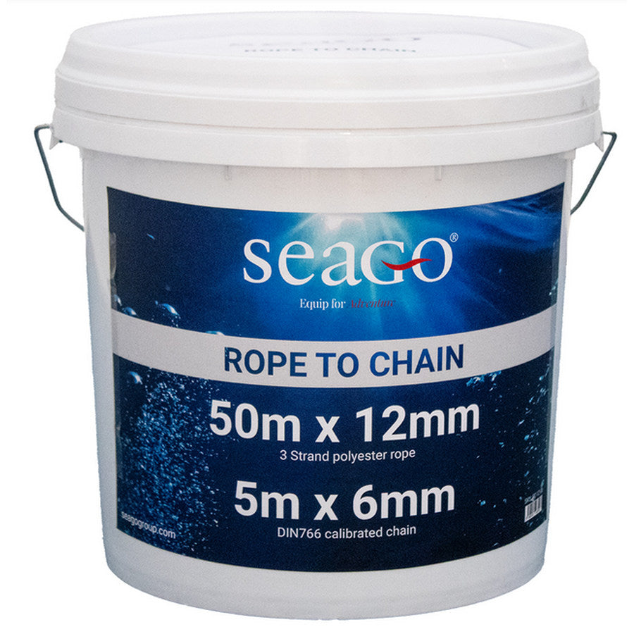 Seago Rope to Chain Kit - 50m 12mm Rope Spliced onto 5m Chain