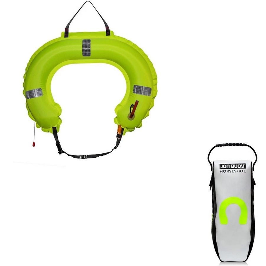 Ocean Safety Jonbuoy Inflatable Horseshoe with Soft Case White