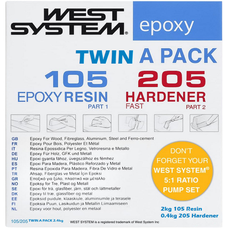 West System Twin A Pack 105 Resin - 205 Hardener 2.4KG (5:1)