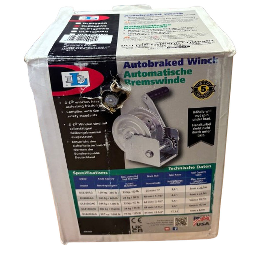 Dutton-Lainson Trailer Braked Pulling Winch 800 Ib DLB800AG - Used