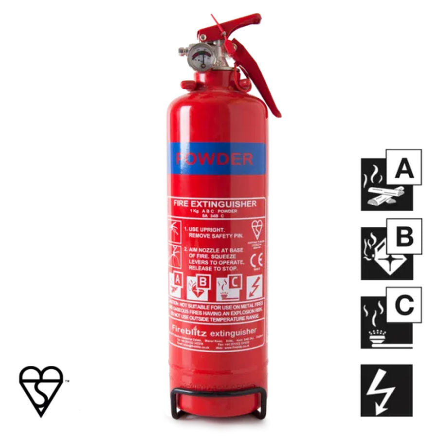 Fireblitz 1kg ABC Dry Powder Fire Extinguisher 8A/34BC EN3