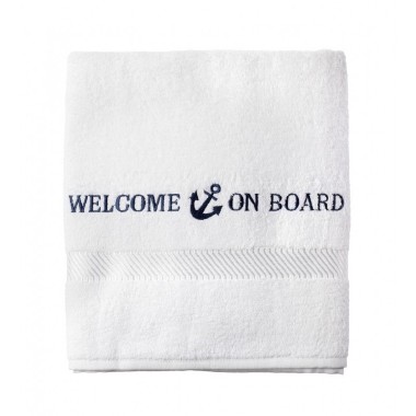 Welcome on Board Bath Towel White