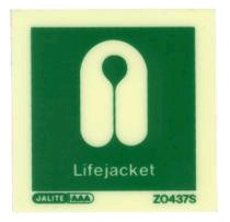 Ocean Safety Photoluminesent Sign - Lifejackets