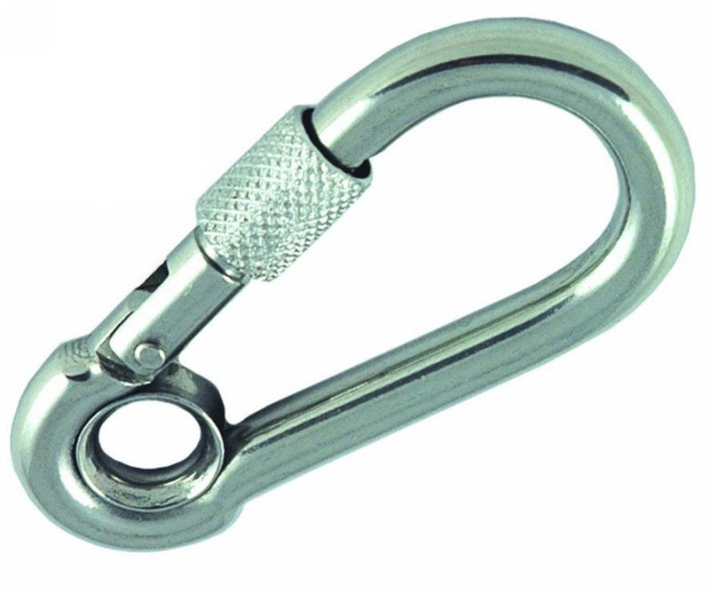 Proboat Carbine Hook With Eye and Screw Lock Stainless Steel 6mm x 60mm