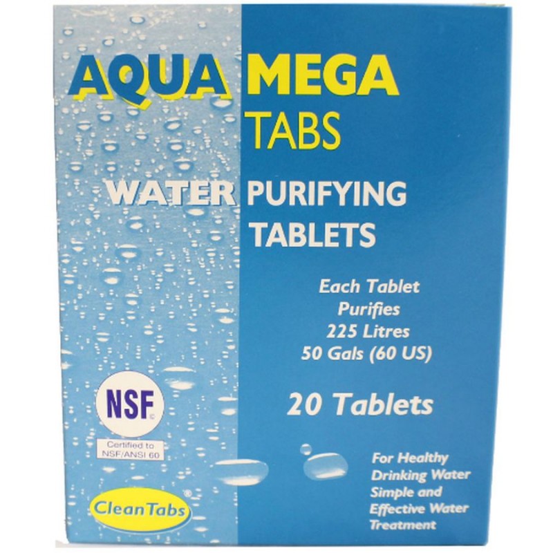 Clean Tabs Aqua Mega Tabs Water Purifying Tablets Pack of 20 225L