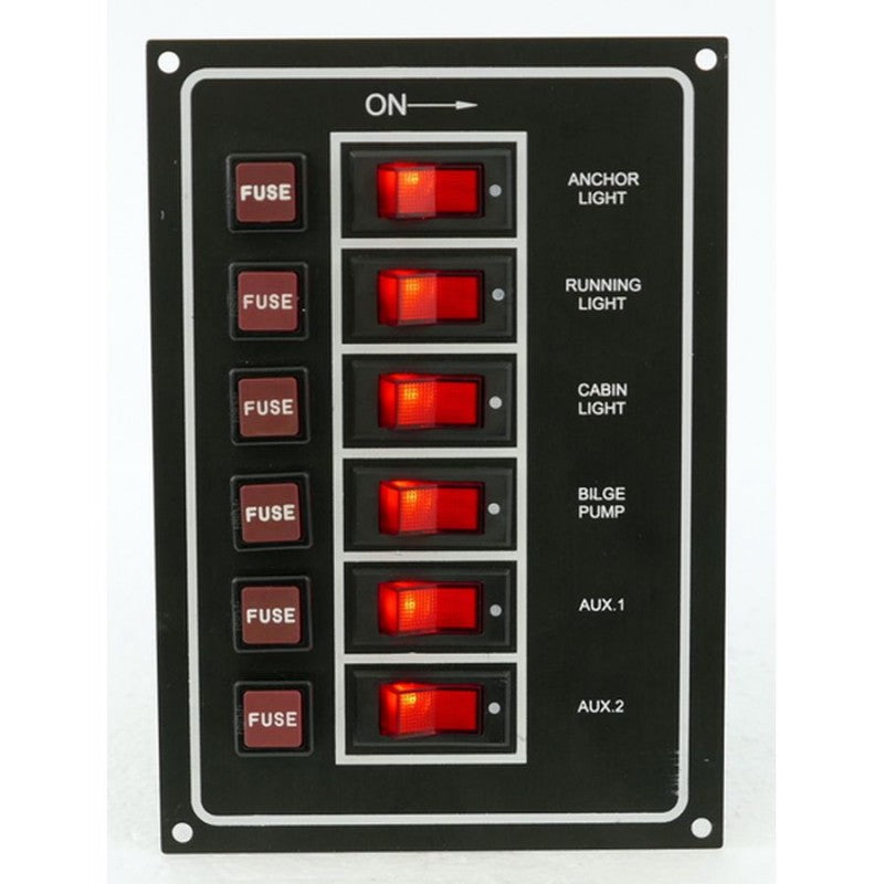 Bainbridge Marine Switch Panel Vertical 6 Gang 12v