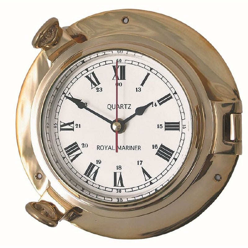 Meridian Zero Solid Brass Porthole Clock 115mm Dial