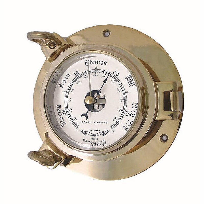 Meridian Zero Solid Brass Porthole Barometer 80mm Dial