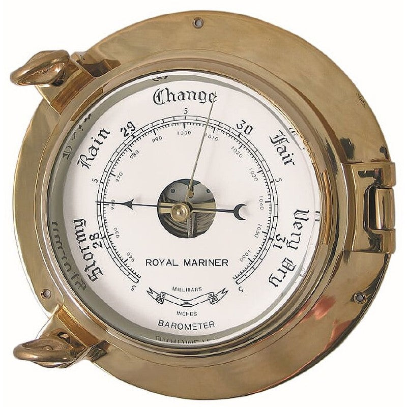 Meridian Zero Solid Brass Porthole Barometer 143mm Dial