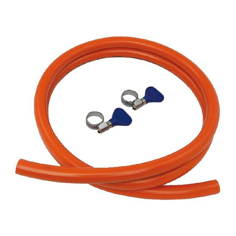 Aquafax Orange Gas Hose BS3212 Type 2 8mm 1m and Hose Clips