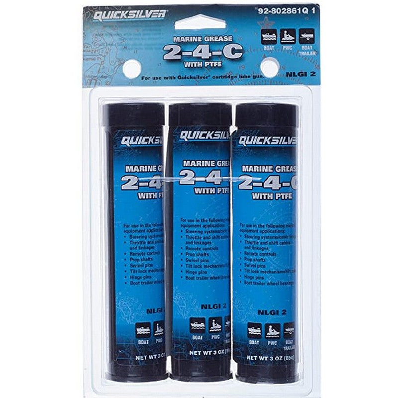 Quicksilver 2-4-C - 3x 85g tubes - Marine Grease - Mercury - 92-802861Q1