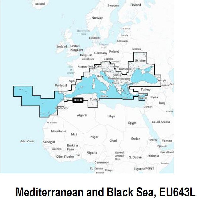 Navionics Plus Pre-Loaded Large Chart Mediterranean and Black Sea EU643L