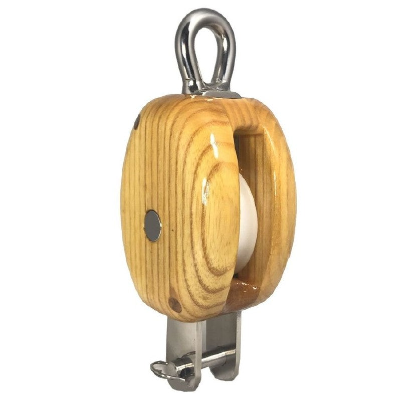 Metalmor Yacht Wooden Ash Block Single with Bow and Becket 8-10mm