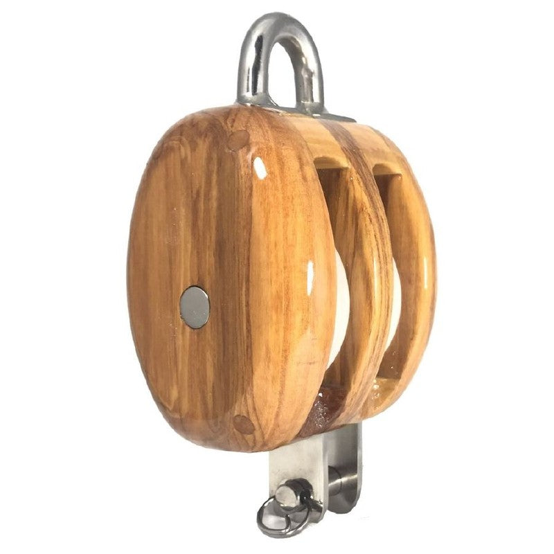 Metalmor Yacht Wooden Ash Block Double with Bow and Becket 8-10mm