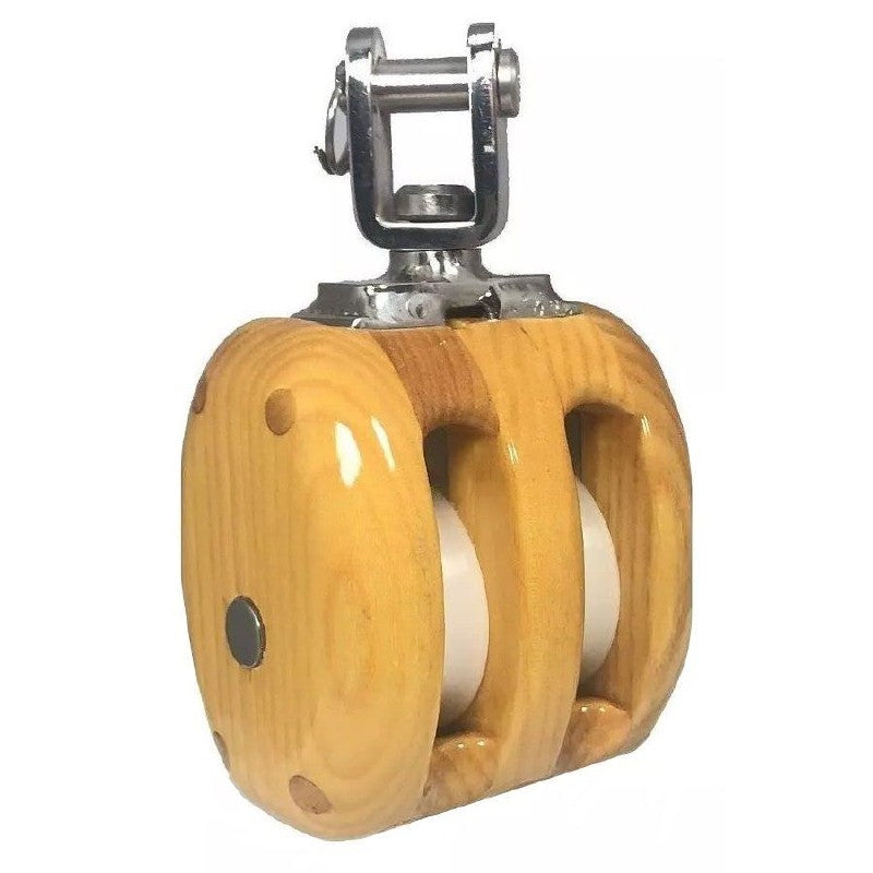 Metalmor Yacht Wooden Ash Block Double with Swivel 8-10mm