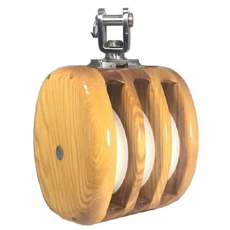 Metalmor Yacht Wooden Ash Block Triple with Swivel 8-10mm