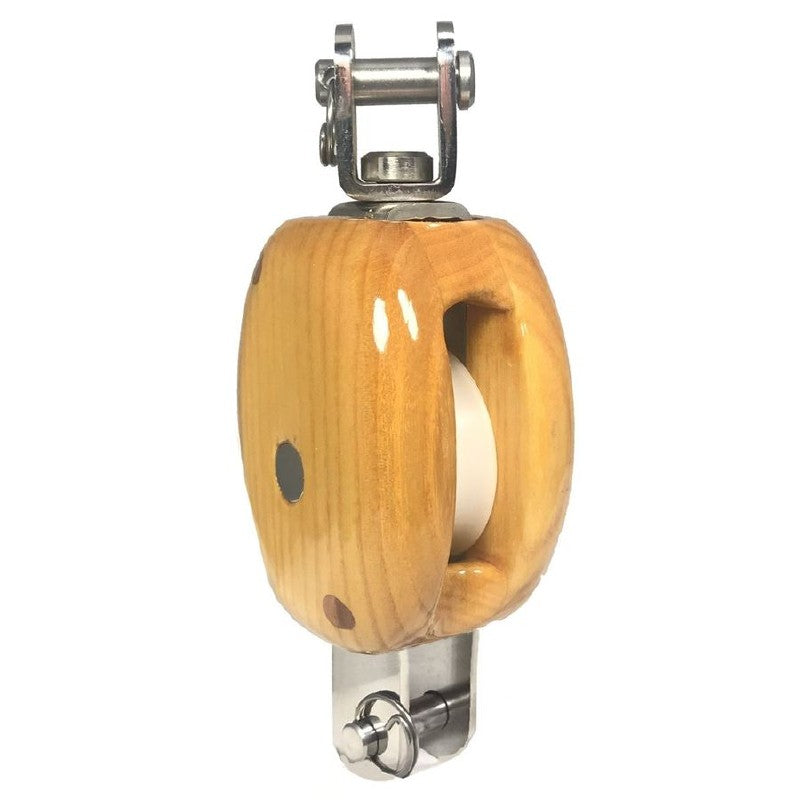 Metalmor Yacht Wooden Ash Block Single with Swivel and Becket 8-10mm