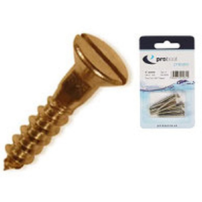 Proboat Brass Slotted Countersunk Wood Screws 4 x 1/2 - Pack of 16