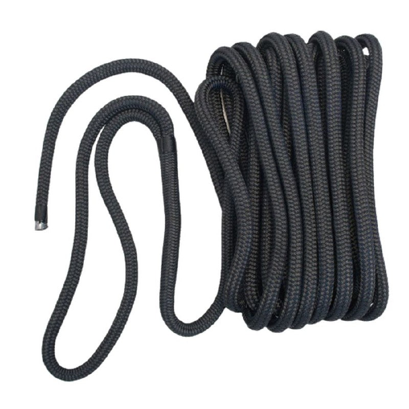 Meridian Zero Mooring Line 12mm x 15m Black Polyester Braided and Spliced