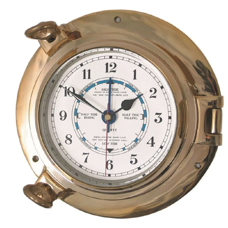 Meridian Zero Solid Brass Porthole Tide Clock 80mm Dial