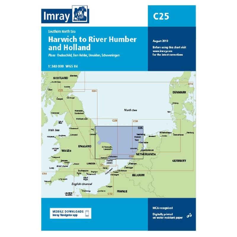 Imray C Chart - C25 Harwich to Humber and Holland