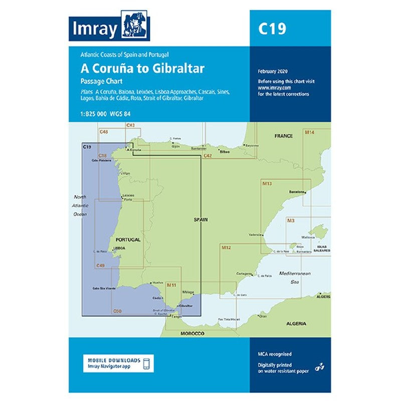 Imray C Chart - C19 Cape Finisterre to Gibraltar