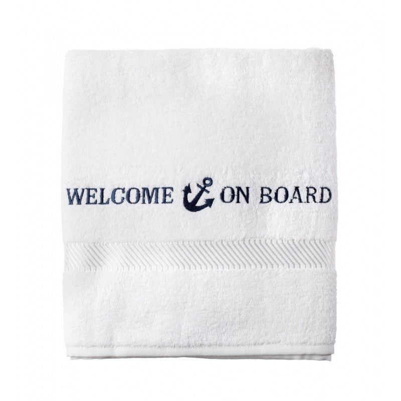 Welcome on Board Bath Towel White