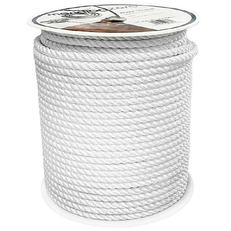 Meridian Zero 8mm 3 Strand Polyester Rope - White - 100m Reel