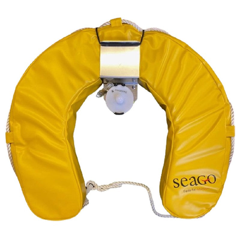 Seago Horseshoe Lifebuoy Set with LED Light and Bracket Yellow