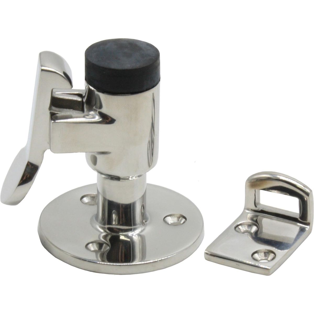 Aquafax AG Stainless Steel 316 Door Stop with Bumper & Catch 61mm