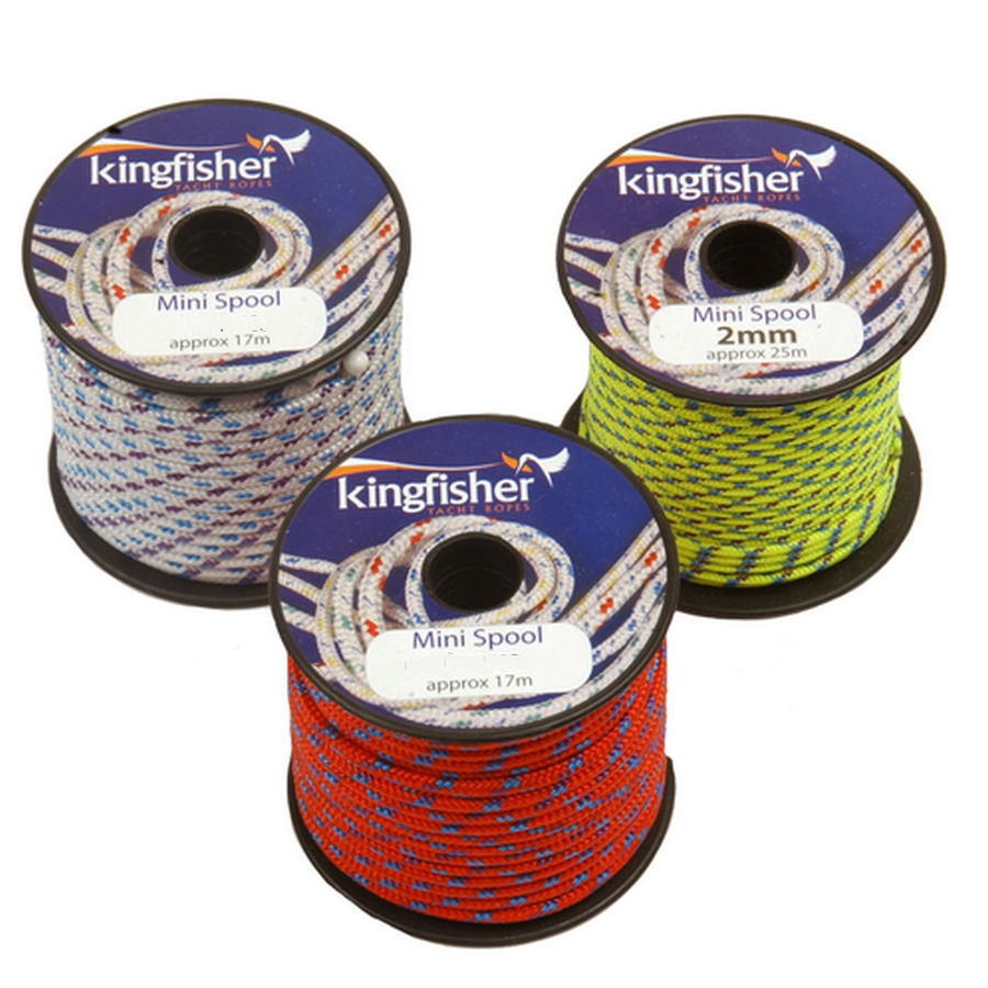 Kingfisher Yacht Ropes 3mm x 17m Mini Spool - Assorted Colours - 1 ree