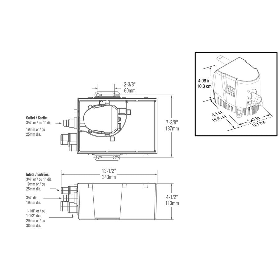 Attwood Sahara Shower Sump System 24V Type - S850 5144-1