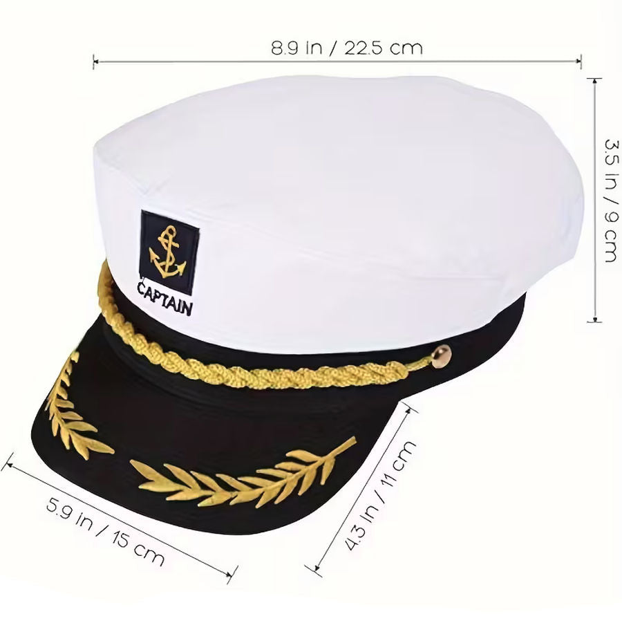SeaMark White Captain's Sailing Cap