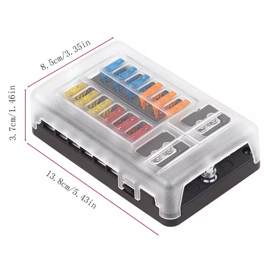 TSL Fuse Block Screw Terminal Blade Fuse 12 Way with LED
