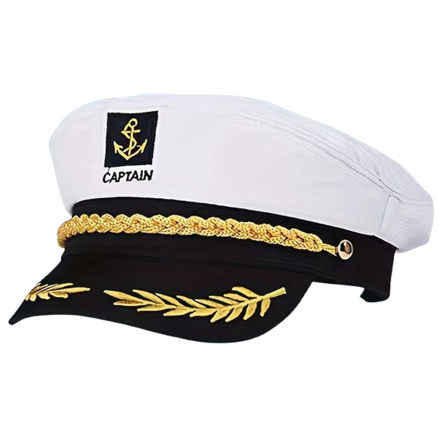 SeaMark White Captain's Sailing Cap