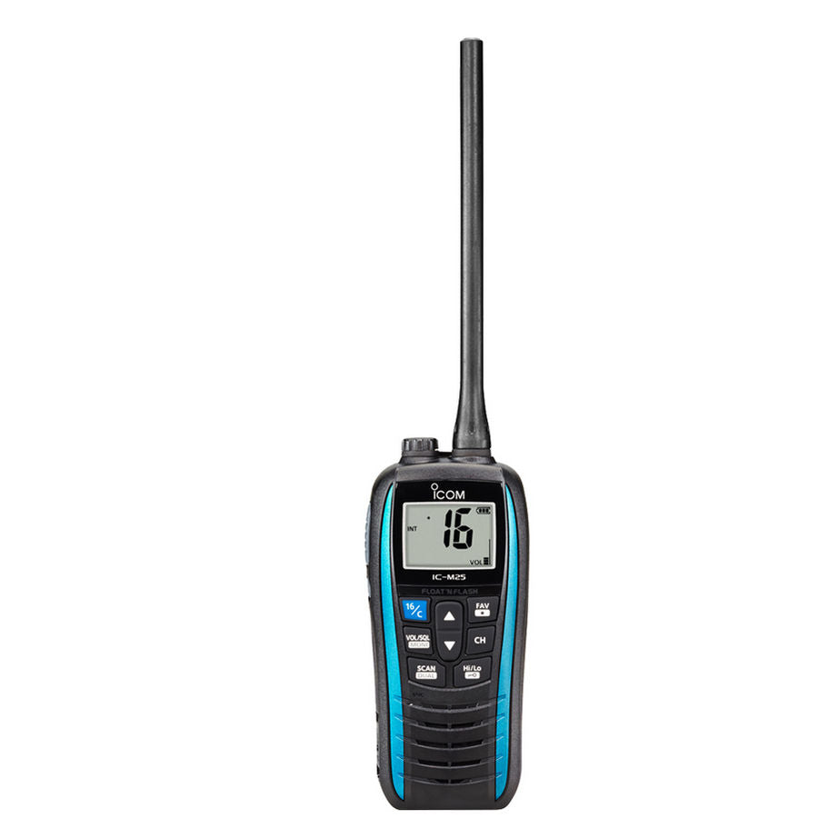 Icom M25 EURO Buoyant Waterproof Handheld VHF Radio Marine Blue ATIS Ready