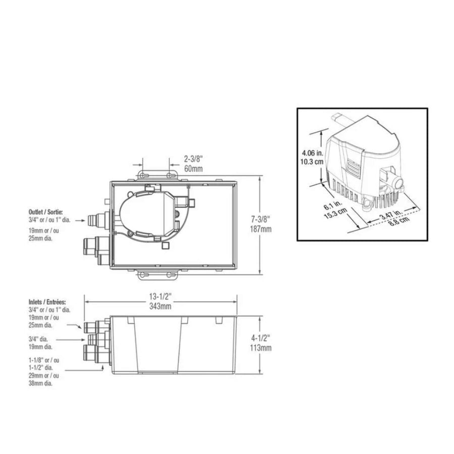 Attwood Sahara Shower Sump System 12V Type - S850 5143-4